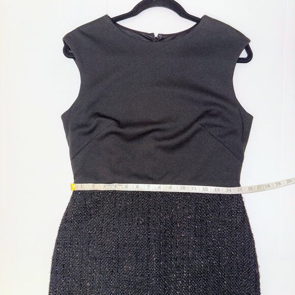 NWT Ann Taylor Black Sleeveless Sheath Dress Tweed Shimmer Bottom Petite 6 6P - Picture 6 of 12